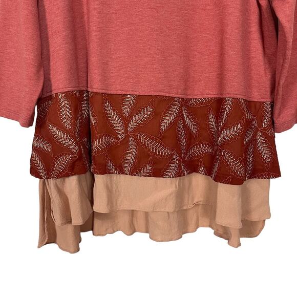 LOGO Lounge Lori Goldstein French Terry Top Embroidered Hem Size Large - Picture 3 of 8